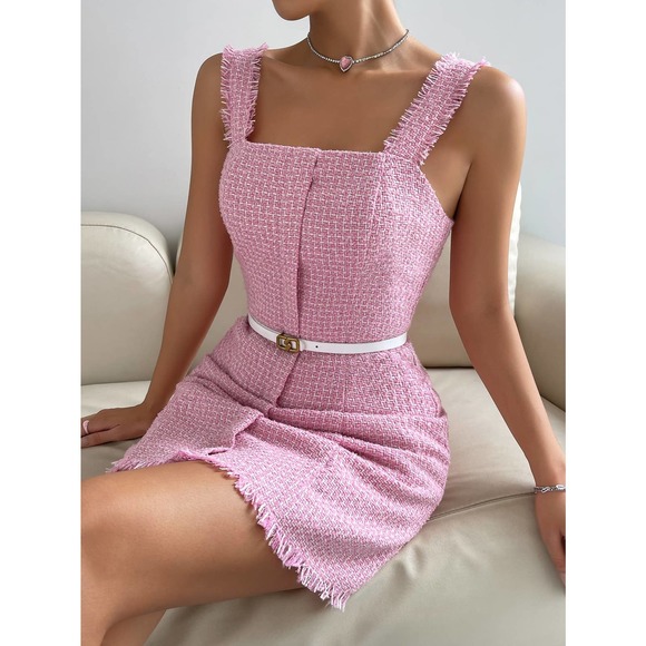 plazacore barbie Raw Trim Tweed Dress (Without Belt) - Picture 3 of 7